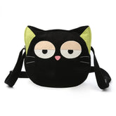 Kawaii Black Canvas Cat-themed Cute Crossbody Bag Casual and Minimalistic Style